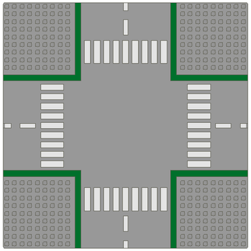 LEGO Baseplate, Road 32 x 32 9-Stud Crossroads with Road Pattern 607p01