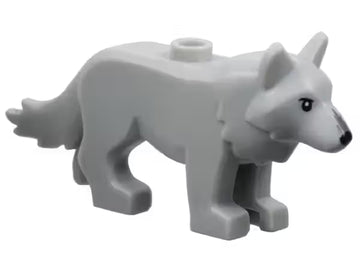 LEGO ANIMAL Wolf with Stud on Back with Black Eyes and Nose, Dark Bluish Gray Fur on Muzzle Pattern 6649pb01