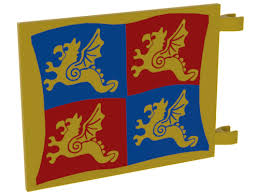 LEGO PART Flag 6 x 5 with Blue and Red Dragon Pattern 2525px5
