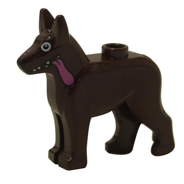 LEGO ANIMAL Dog, Alsatian / German Shepherd with White Eyes, Black Nose and Dark Pink Tongue Pattern (Dante) 92586pb08